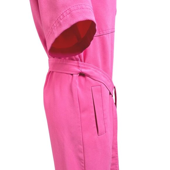 Trina Turk Womens Shirt Dress Pink Belted Size S Short Sleeve Button Up - Picture 9 of 9